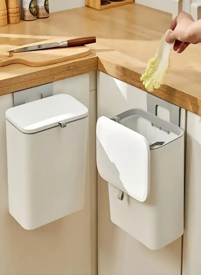 KPTON سلة مهملات بلاستيكية معلقة من KPTON للمطبخ بغطاء مزدوج الجوانب، صندوق تخزين يُثبت على باب خزانة المطبخ، صندوق نفايات موفر للمساحة للاستخدام في المطبخ والحمام - ألوان متعددة - Image 4